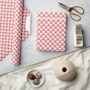Papier Cadeau Cœurs roses rouges pour la Saint-Valentin amour