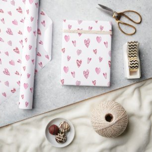 Papier Cadeau Coeurs roses Saint Valentin