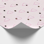 Papier Cadeau Coeurs Roses Sur Points Noirs (Coin)