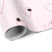 Papier Cadeau Coeurs Roses Sur Points Noirs (Coin rond)