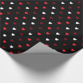 Papier Cadeau Coeurs rouge et blanc sur noir (Coin)