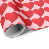 Papier Cadeau Coeurs rouge rose mignon moderne girly Saint-Valen (Coin rond)