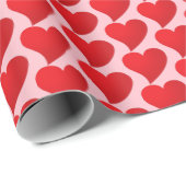 Papier Cadeau Coeurs rouge rose mignonne motif Valentin moderne (Coin rond)