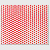 Papier Cadeau Coeurs, rouge sur papier d'enveloppement blanc (Plat)