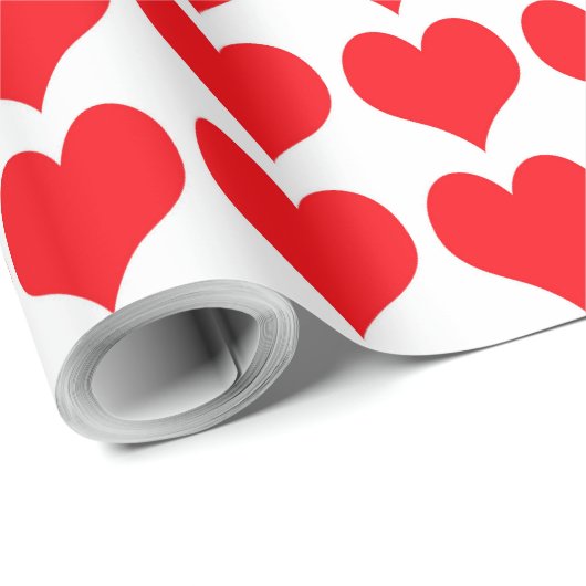 Papier Cadeau Coeurs rouges (Coin rond)