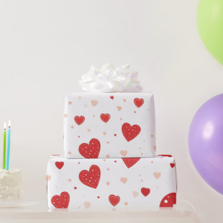 Papier Cadeau Coeurs rouges