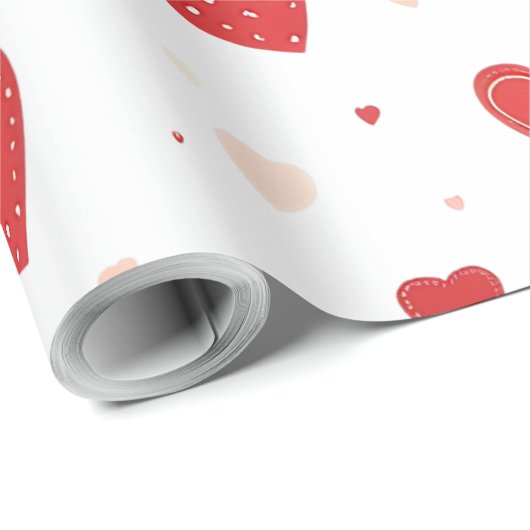 Papier Cadeau Coeurs rouges (Coin rond)