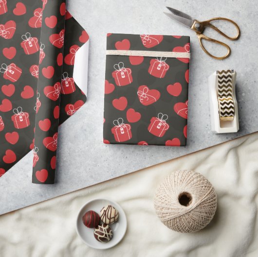 Papier Cadeau Coeurs rouges (Artisanat)