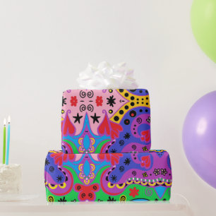 Papier Cadeau Coeurs rouges Abstraits sur rose