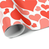 Papier Cadeau Coeurs rouges Amour romantique mignon Fille Annive (Coin rond)