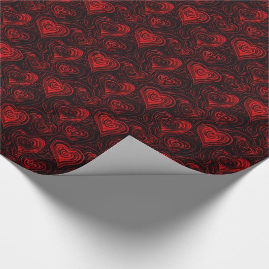 Papier Cadeau Coeurs rouges avec un Arrière - plan noir (Coin)
