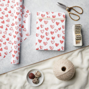 Papier Cadeau Cœurs rouges blancs