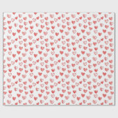 Papier Cadeau Cœurs rouges blancs (Plat)