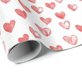 Papier Cadeau Cœurs rouges blancs (Coin rond)