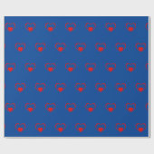 Papier Cadeau Coeurs rouges bleus romantique minimum (Plat)