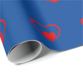 Papier Cadeau Coeurs rouges bleus romantique minimum (Coin rond)