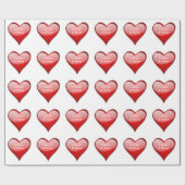 Papier Cadeau Coeurs rouges brillants (Plat)