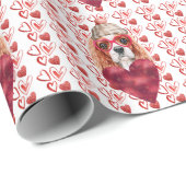 Papier Cadeau Coeurs rouges Cavalier Amoureux des chiens espagno (Coin rond)