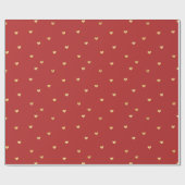 Papier Cadeau Coeurs rouges d'or (Plat)