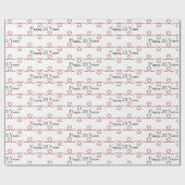 Papier Cadeau Coeurs rouges du 25e anniversaire (Plat)