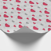 Papier Cadeau Coeurs rouges et argentés (Coin)
