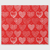 Papier Cadeau Coeurs rouges et blancs Heureuses Saintes-Valentin (Plat)