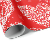 Papier Cadeau Coeurs rouges et blancs Heureuses Saintes-Valentin (Coin rond)