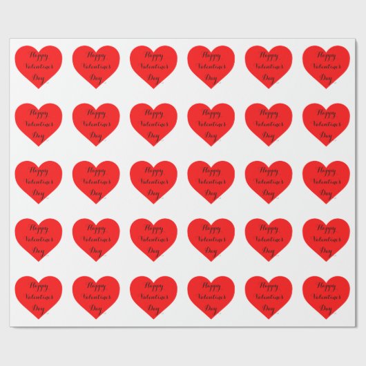 Papier Cadeau Coeurs rouges - heureuse Sainte-Valentin (Plat)