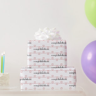 Papier Cadeau Coeurs rouges mariages sur blanc