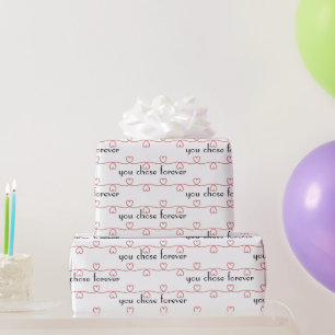 Papier Cadeau Coeurs rouges mariages sur blanc