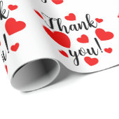 Papier Cadeau Coeurs rouges Merci (Coin rond)