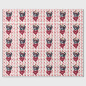 Papier Cadeau Coeurs rouges mignons Bordure Collie Amoureux des  (Plat)