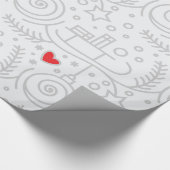 Papier Cadeau Coeurs rouges mignons Fêtes de Noël (Coin)