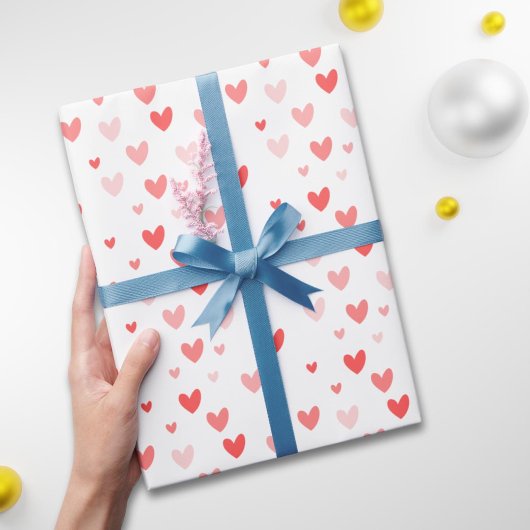 Papier Cadeau Coeurs rouges mignons Saint Valentin