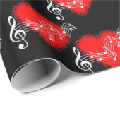 Papier Cadeau Coeurs rouges musicaux (Coin rond)