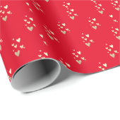 Papier Cadeau Cœurs rouges or élégants (Coin rond)