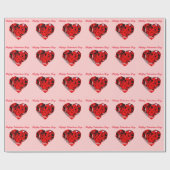 PAPIER CADEAU COEURS ROUGES PAPIER HEUREUSE SAINTE-VALENTIN (Plat)