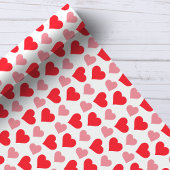 Papier Cadeau Coeurs rouges roses charmants sur papier blanc