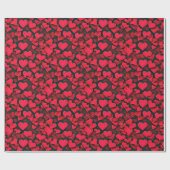 Papier Cadeau Cœurs rouges sur valentin noir (Plat)