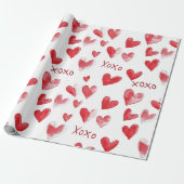 Papier Cadeau Cœurs rouges XOXO Saint-Valentin (Déroulé)
