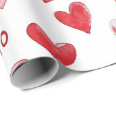 Papier Cadeau Cœurs rouges XOXO Saint-Valentin (Coin rond)