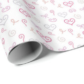 Papier Cadeau Coeurs, rubans et tourbillons (Coin rond)