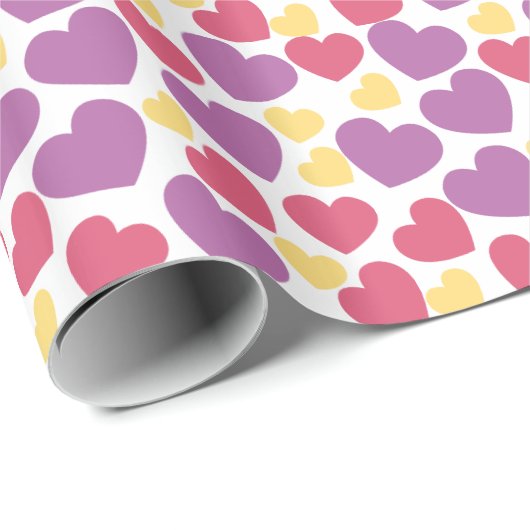 Papier Cadeau Coeurs Saint-Valentin (Coin rond)