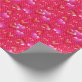 Papier Cadeau Coeurs satinés rouges et roses sur la Saint-Valent (Coin)