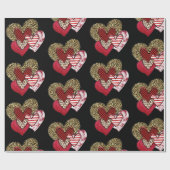 Papier Cadeau Cœurs sauvages multiples (Plat)