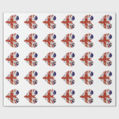 Papier Cadeau Coeurs scintillants d'Union Jack (Plat)