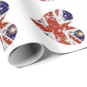 Papier Cadeau Coeurs scintillants d'Union Jack (Coin rond)