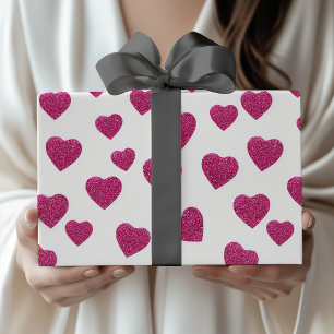 Papier Cadeau Cœurs scintillants roses tendance pour la Saint-Va