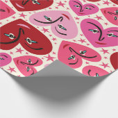 Papier Cadeau Coeurs souriants excentriques Valentine (Coin)