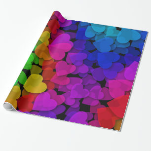Papier Cadeau Coeurs Super cool Arc-en-ciel